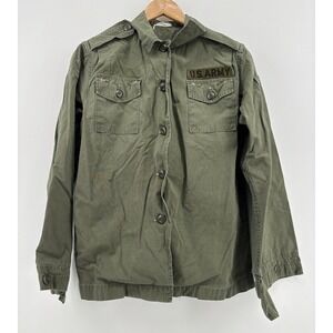 US Army Woman Fatigue Shirt Vietnam OG-107 Cotton Poplin Utility Coat Green 12R